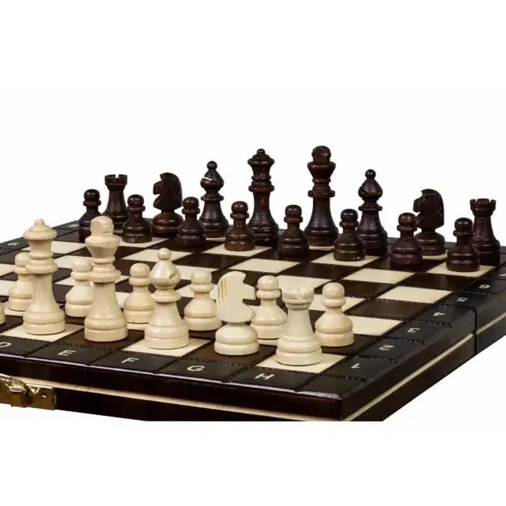 Sjakksett Magnetisk Reiseutgave Bøk Bjørk | Sunrise Chess - Image 4