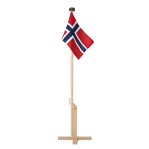 Flaggstang Eik 180 cm Med Ekte Flaggduk | Langkilde & Søn
