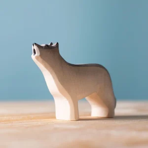 Trefigur Ulv Håndlaget Liten Montessori | Bumbu Toys