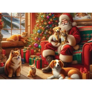 Puslespill Tre Familieformat Santa Og Venner Wooden City
