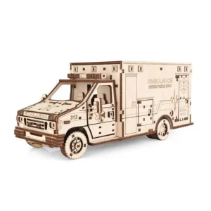 Ambulansemodell i Tre Med Bevegelige Deler Eco-Wood-Art